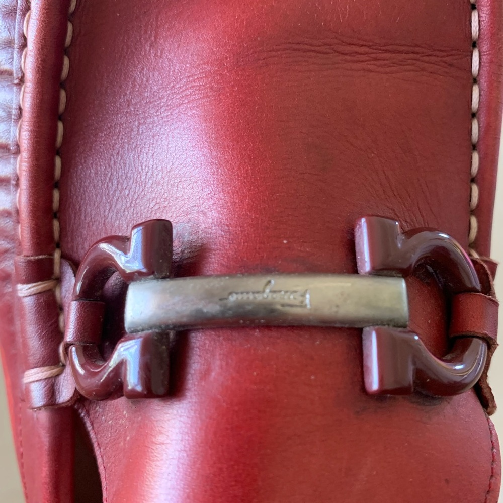 Men Red -Burgundy Ferragamo Loafers